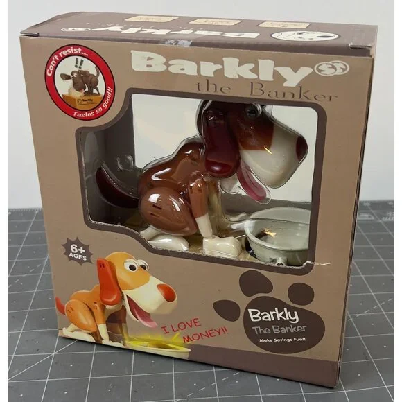 Barkly The Banker Hound Dog Mechanical Coin Bank New In Box  6+ Ages - Picture 3 of 7